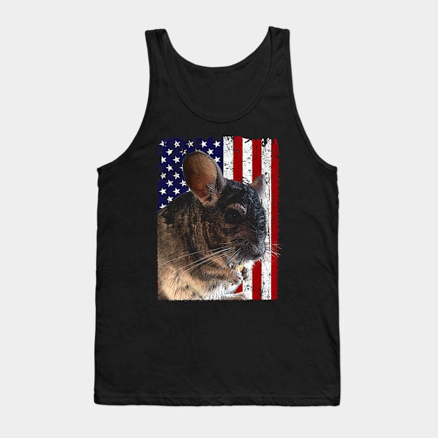 Cute and Cozy Chinchilla USA Flag Tee for Rodent Lovers Tank Top by Gamma-Mage